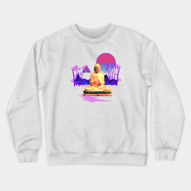 Neon Buddha Vaporwave Synthwave Crewneck Sweatshirt by Shirt Vibin